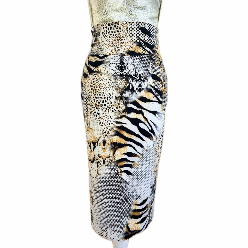 Bettie Page Stretch Sexy Animal Print Pencil Skirt Size Small - Medium PinUp